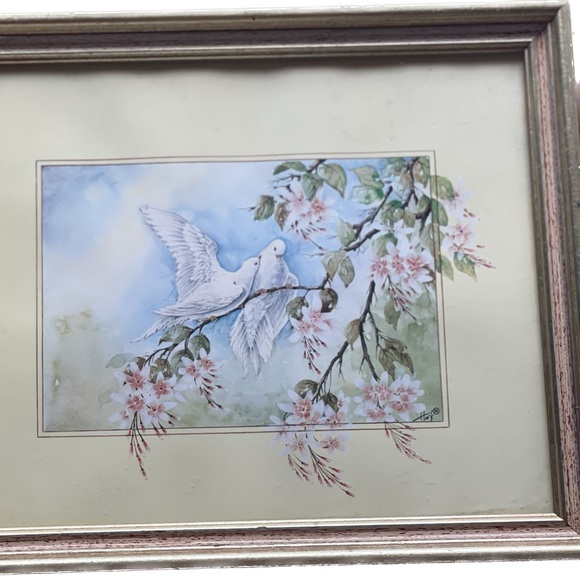 Vintage Haik Muradian Doves & Branches print framed 11 x 9 Home Decor Wall Art - Picture 2 of 9